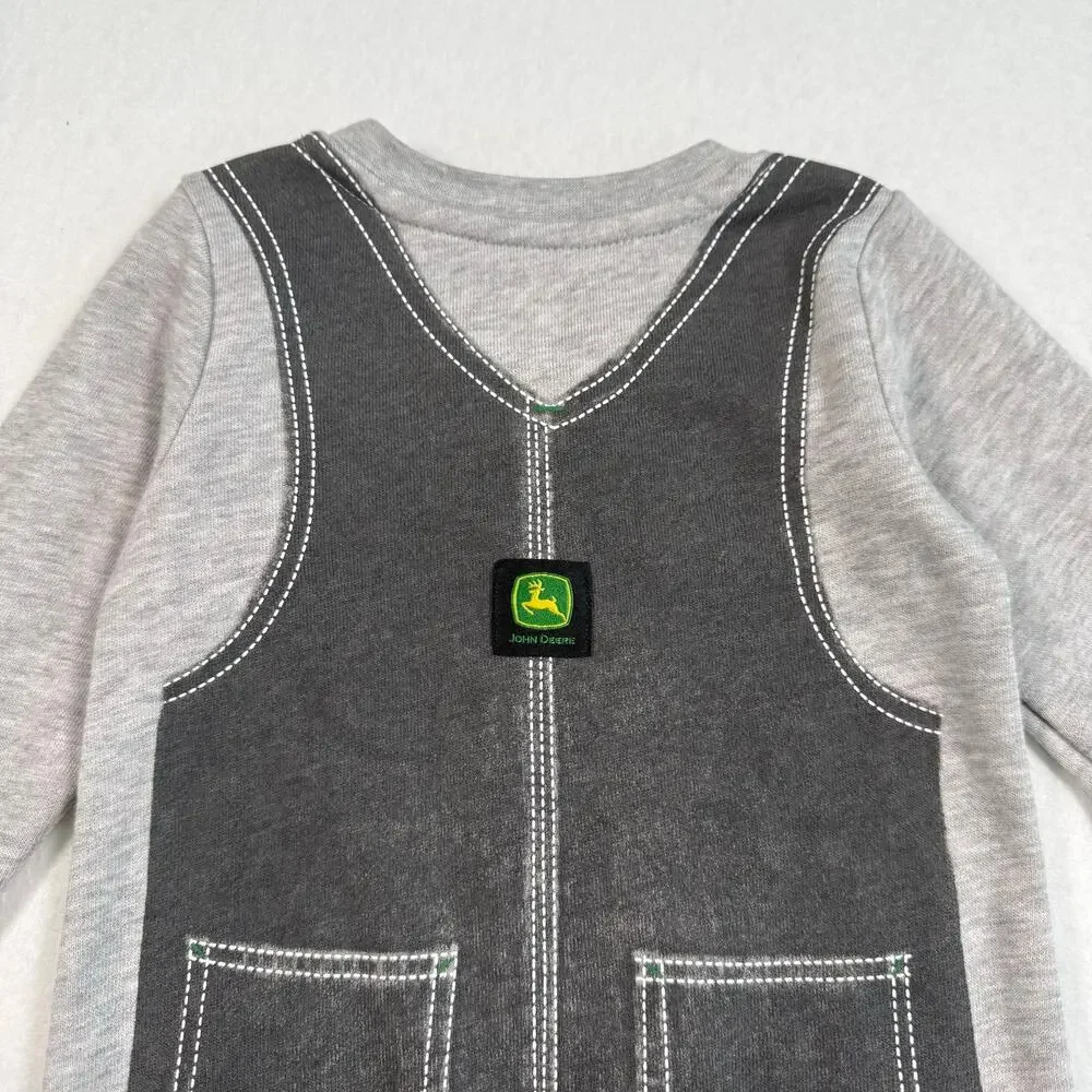 NWT John Deere Baby boys coverall long sleeve onesie gray size 12-18months